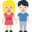 woman and man holding hands, medium-light skin tone, light skin tone